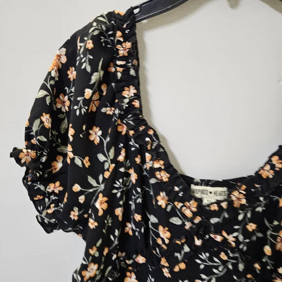 Inspired Hearts Floral Black Dress with Short Sleeves Size Xl - Picture 9 of 13